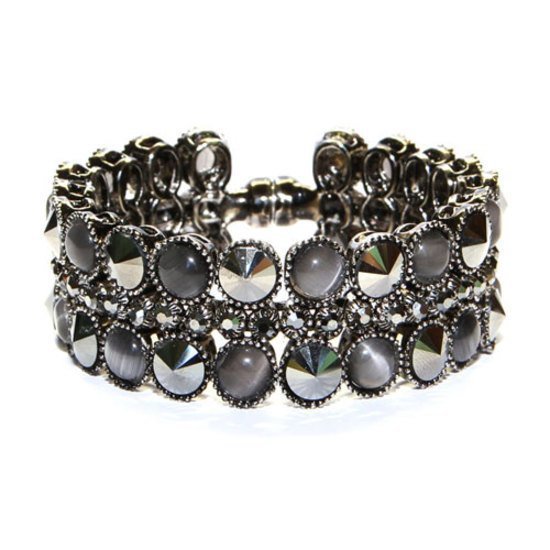 Metallic Jet & Hematite Crystal Cats-Eye Bracelet made with Swarovski Elements