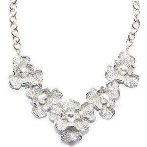 Silver Flower Necklace handcrafted with Swarovski Elements crystals