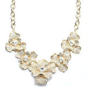 Golden Flower Necklace made with Swarovski Elements