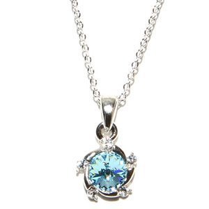 Aquamarine Solitaire Swirl Necklace