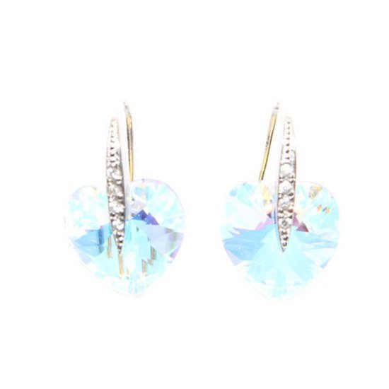 Crystal Aurora Boreale Heart Earrings made with Swarovski Elements 