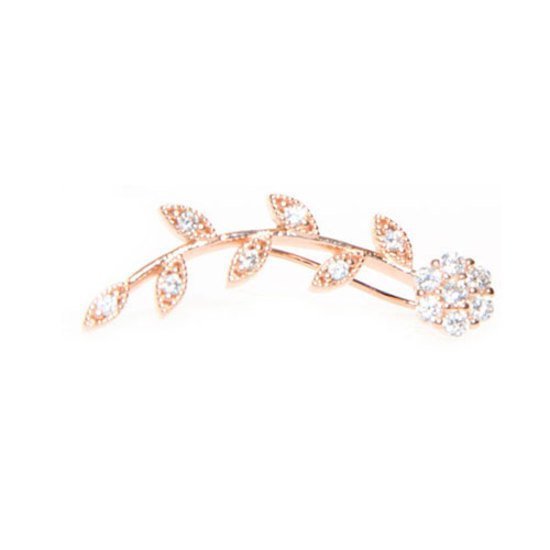 Flower Crystal Ear Cuff in Rose Gold with Cubic Zirconia crystals