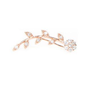 Flower Crystal Ear Cuff in Rose Gold with Cubic Zirconia crystals