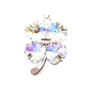 Lucky Clover in Aurora Boreale Swarovski Elements Crystals