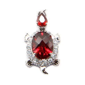 Ruby Crystal Turtle Keyring made with Cubic Zirconia