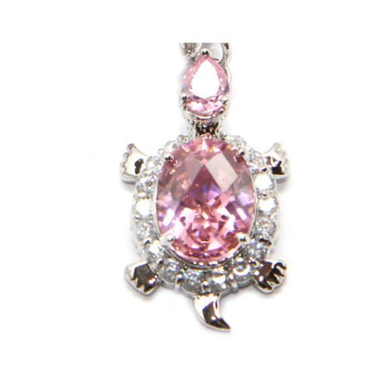 Light Rose Crystal Turtle Keyring made with Cubic Zirconia