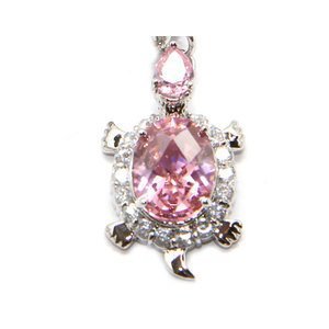 Light Rose Crystal Turtle Keyring made with Cubic Zirconia