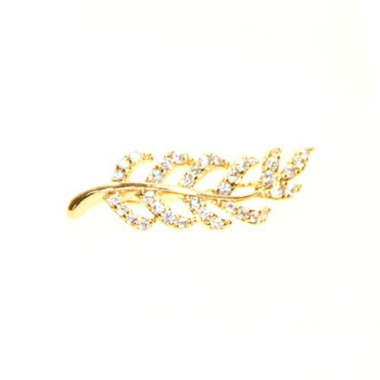 Gold Fern Ear Crawler made with Cubic Zirconia crystals