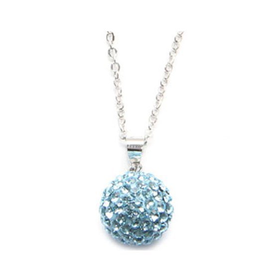 Aquamarine Crystal Ball Necklace made with Swarovski Elements 