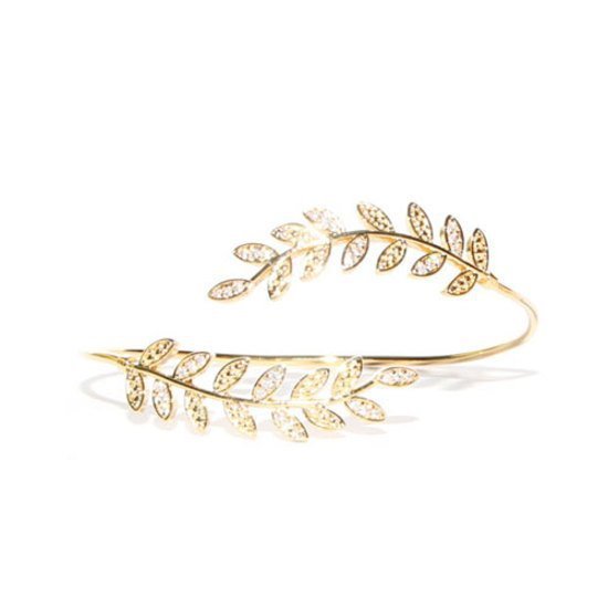 Golden Fern bracelet made with Cubic Zirconia crystals