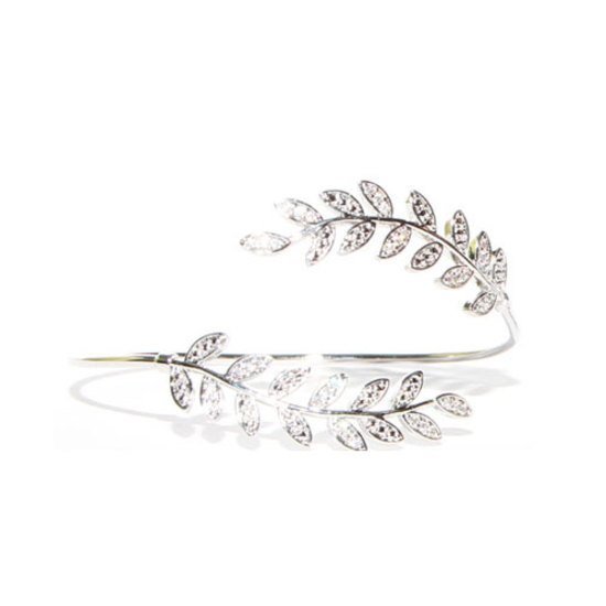 Fern design bracelet in silver made with Cubic Zirconia