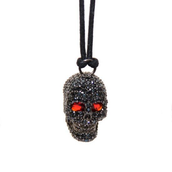 Skull Jet Crystal Necklace set with Cubic Zirconia crystals