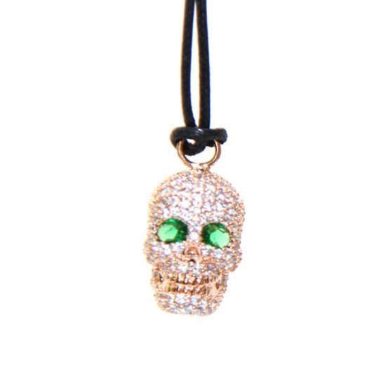 Skull Rose Gold Crystal Necklace set with Cubic Zirconia crystals