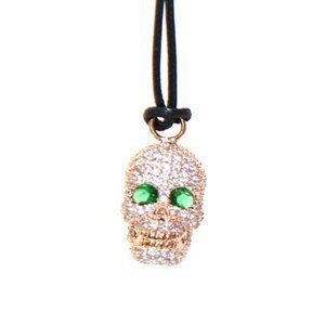 Skull Rose Gold Crystal Necklace 