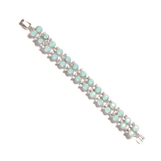 Crystal strap bracelet made with 2 rows of pacific opal