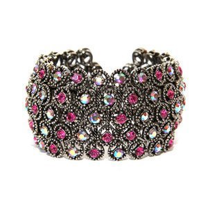 Fuchsia Anemone Crystal Bracelet