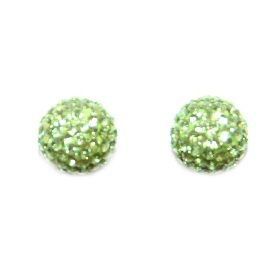 Peridot Green Crystal Ball Earrings