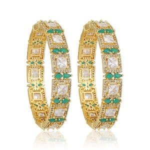 Green & Crystal Bangles