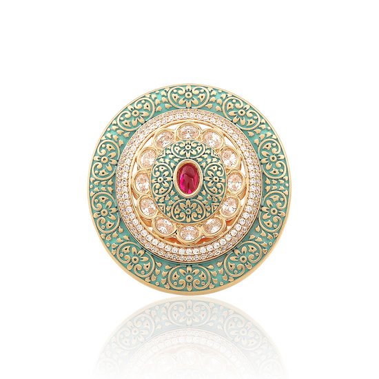 Mint Green & Ruby Design Ring 