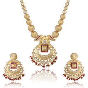 Antique Crystal & Ruby Pendant Set