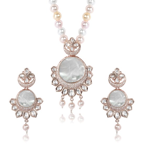 Delicate Zircon & Crystal Pendant Set,Pendant 2