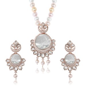 Delicate Zircon & Crystal Pendant Set