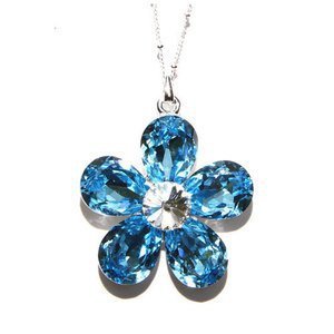 Aquamarine Statement Flower Necklace