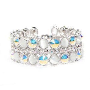 Crystal AB & White Opal Cats-Eye Bracelet made with Swarovski Elements